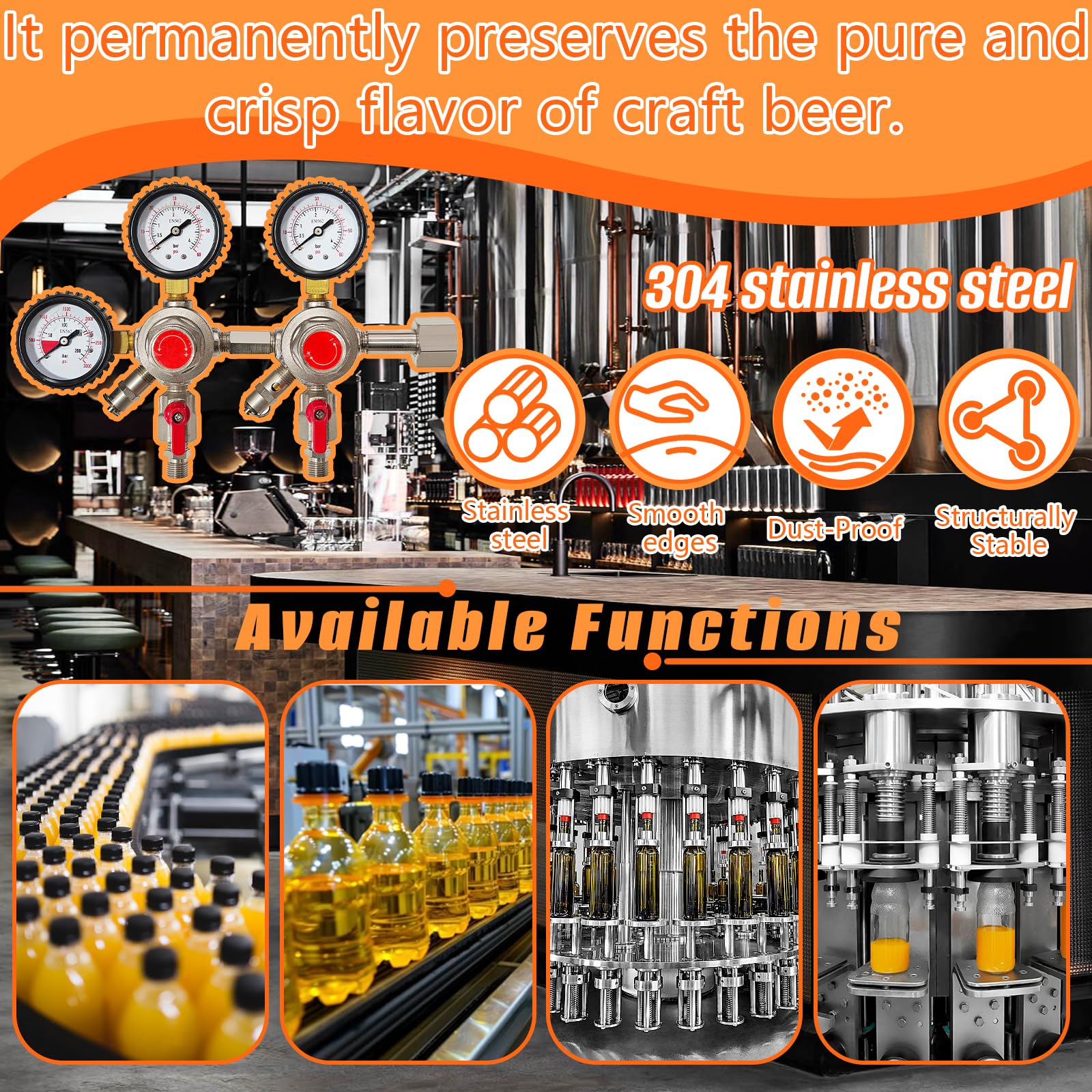 Regulador de CO2, Manorreductor de Doble Salida 2 Vías para Tirador de Cerveza Barril Soda Keg, Rosca W21.8, 0-4 Bar Ajustable con Grifo de Cierre Válvula de Alivio de Presión para Homebrew