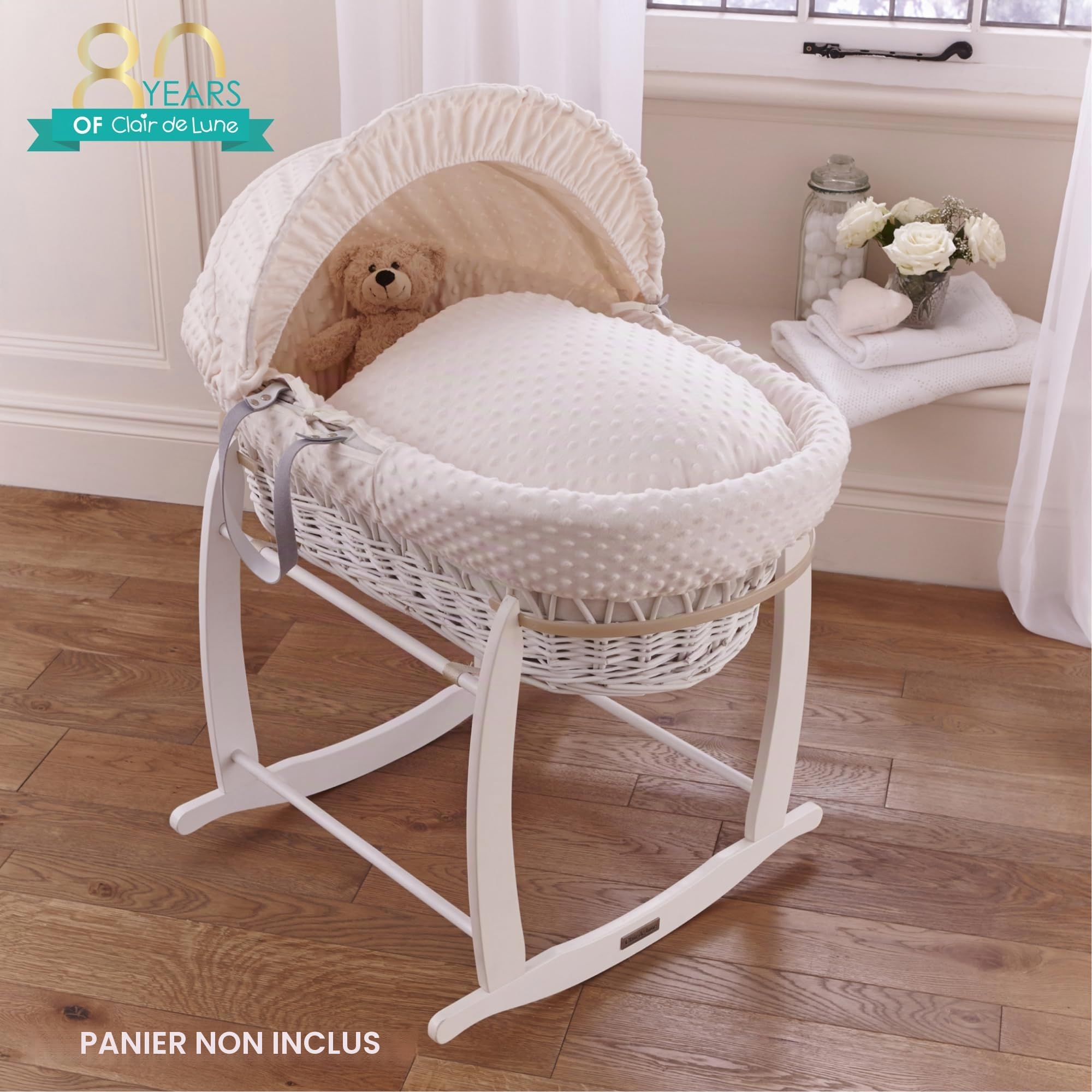 Clair de Lune Dimple Ensemble de literie pour couffin (Panier Non Inclus) – Crème