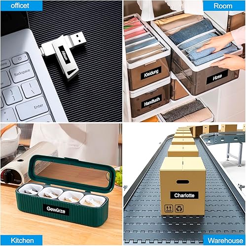 Miniatura 8 de Cinta adhesiva Brother TZe-335 compatible con cinta de etiquetas blanca sobre negra, cinta TZe Tz de 0.472 in 0.47 laminada negra, funciona con