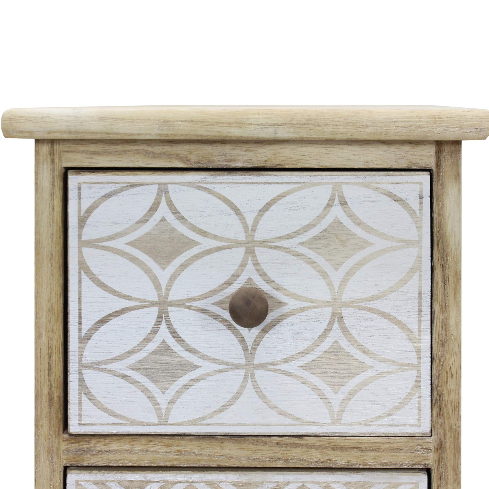 Rebecca Mobili Cómoda con 3 Cajones, Mesita de Noche Estrecha Shabby, Madera Blanca Beige, Recibidor - Medidas: 63 x 29 x 25 cm (AxANxFON) - Art. RE6535