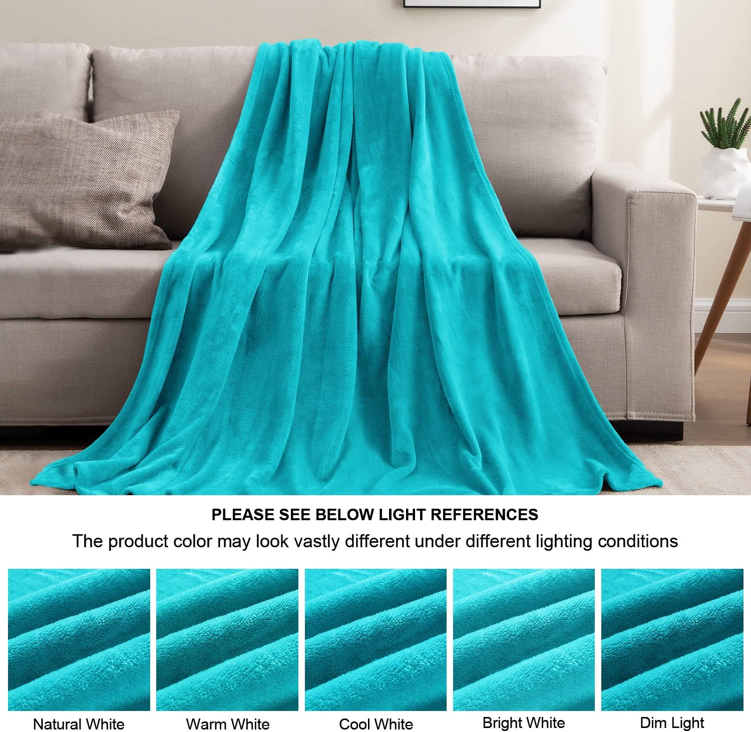 BEDELITE Fleece Blanket Teal Throw Blanket for Couch & Bed, Luxury Plush Cozy Fuzzy Blanket 50" x 60", Super Soft Warm Lightweight Throw Blanket for Travel Camping - Image 5