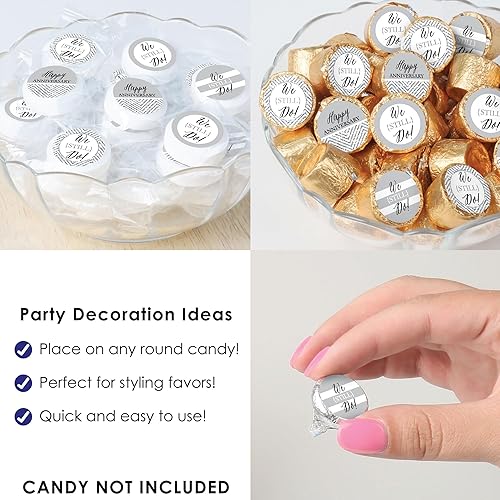 Miniatura 5 de Big Dot of Happiness We Still Do – Aniversario de boda – Calcomanías pequeñas redondas de caramelo – Etiquetas de recuerdo de fiesta – 324 unidades