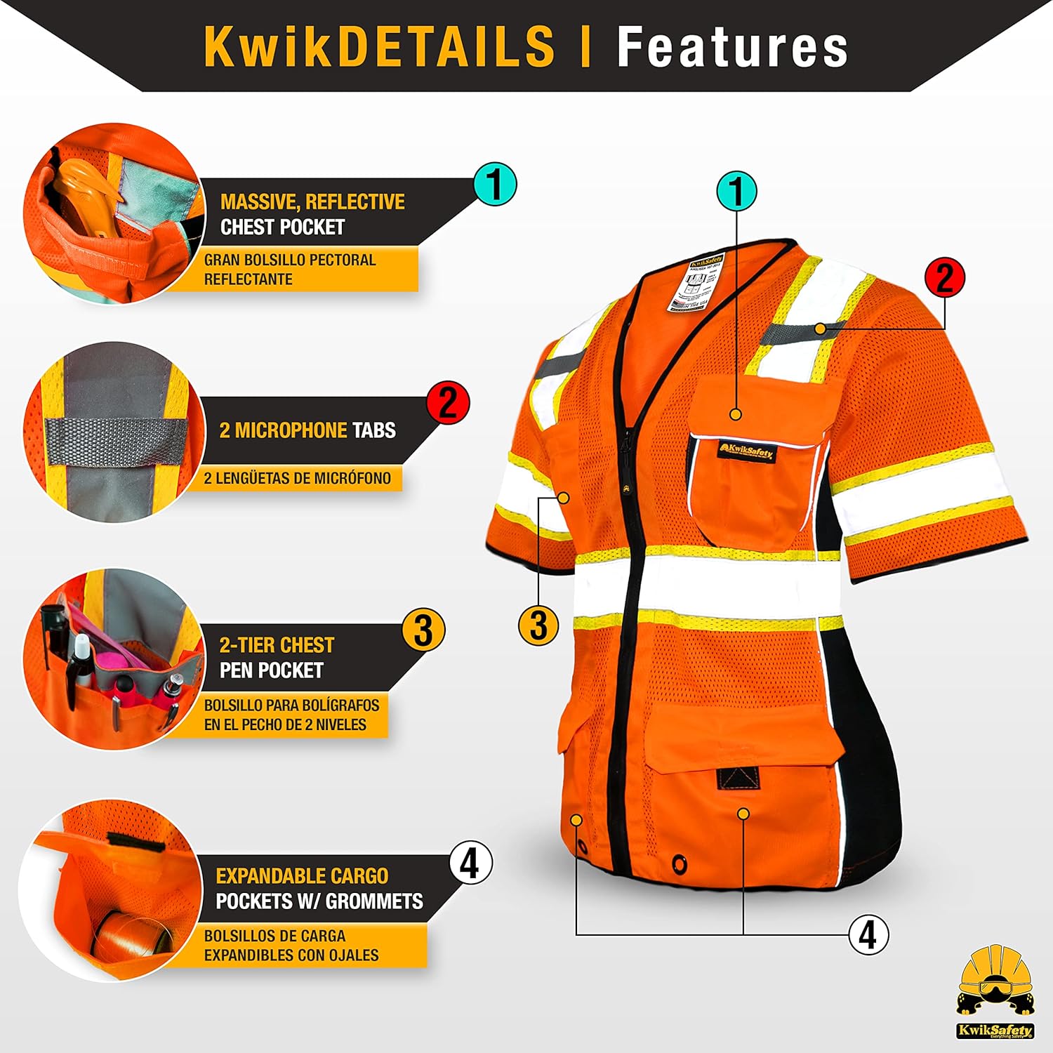 KwikSafety - Charlotte, NC - Men's & Women's Class 3 Safety Vest PPE Hi Vis Reflective ANSI OSHA