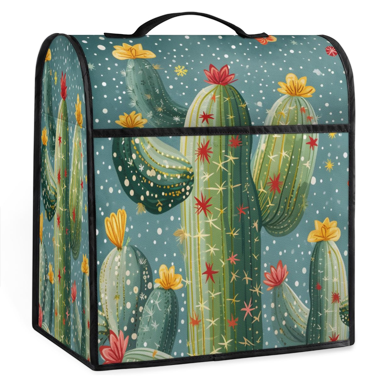Coffee Maker Cover Cactus Theme Kitchen Appliance Covers Small Appliance Covers Blender Cover Juicer Cover Dust Covers for Kitchen Appliances with Top Handle and Pockets,Washable,B950