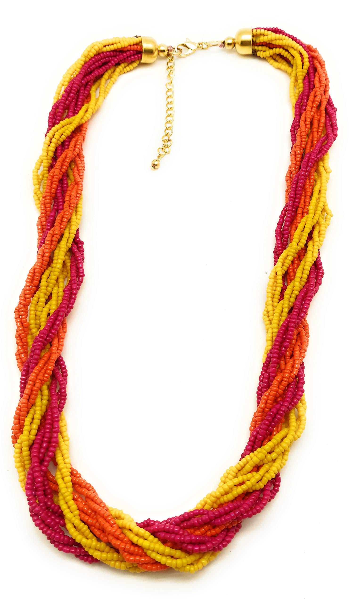 DCA Orange, Pink & Yellow Glass Women Necklace (4061) (B01K1PY4TG) Amazon Price History, Amazon Price Tracker