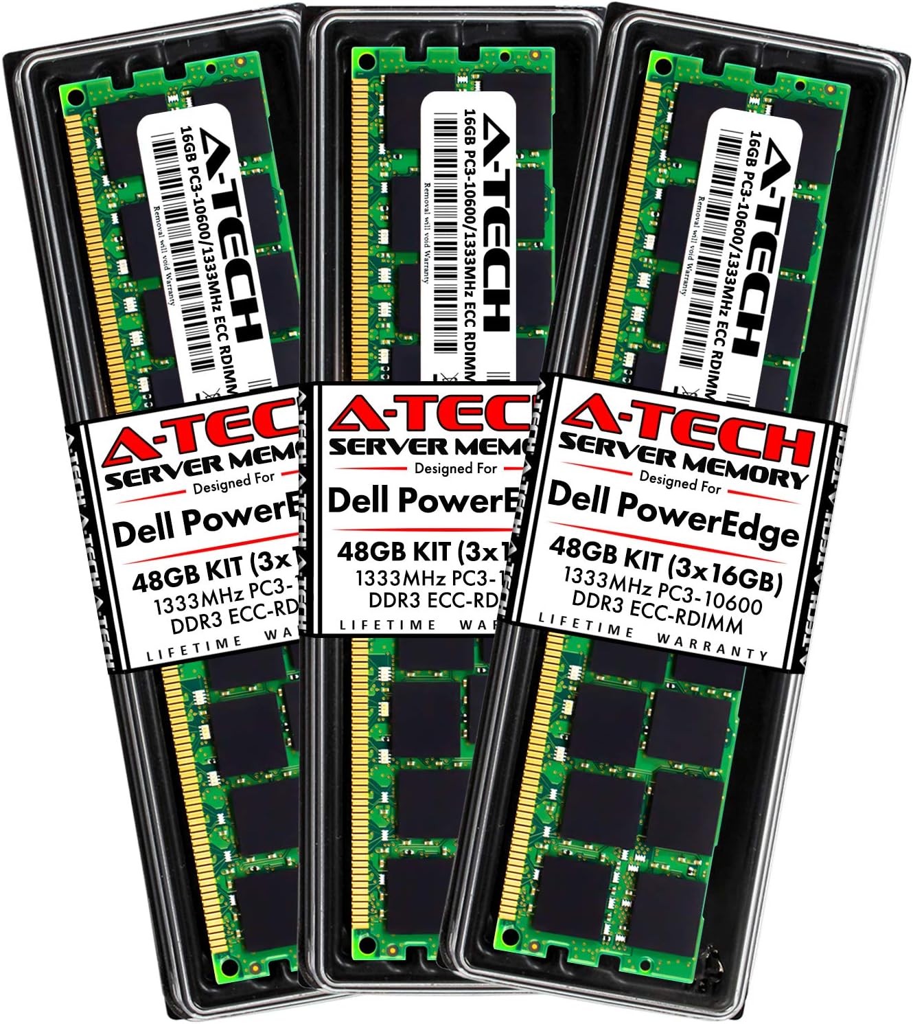 A-Tech 64GB (4x16GB) RAM for Dell PowerEdge T410, T610, T710 Tower Servers | DDR3 1333MHz ECC-RDIMM PC3-10600 2Rx4 1.5V 240-Pin ECC Registered DIMM Server Memory Upgrade Kit