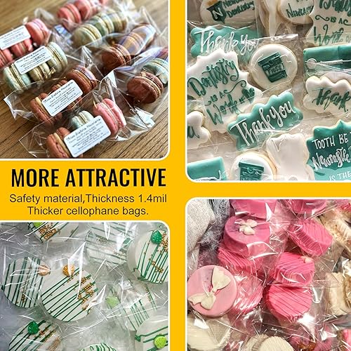 Miniatura 4 de Bolsas de celofán transparente, 200 unidades, bolsas autoadhesivas de 3 x 5 pulgadas, bolsas de dulces, bolsas de tratamiento, bolsas de plástico