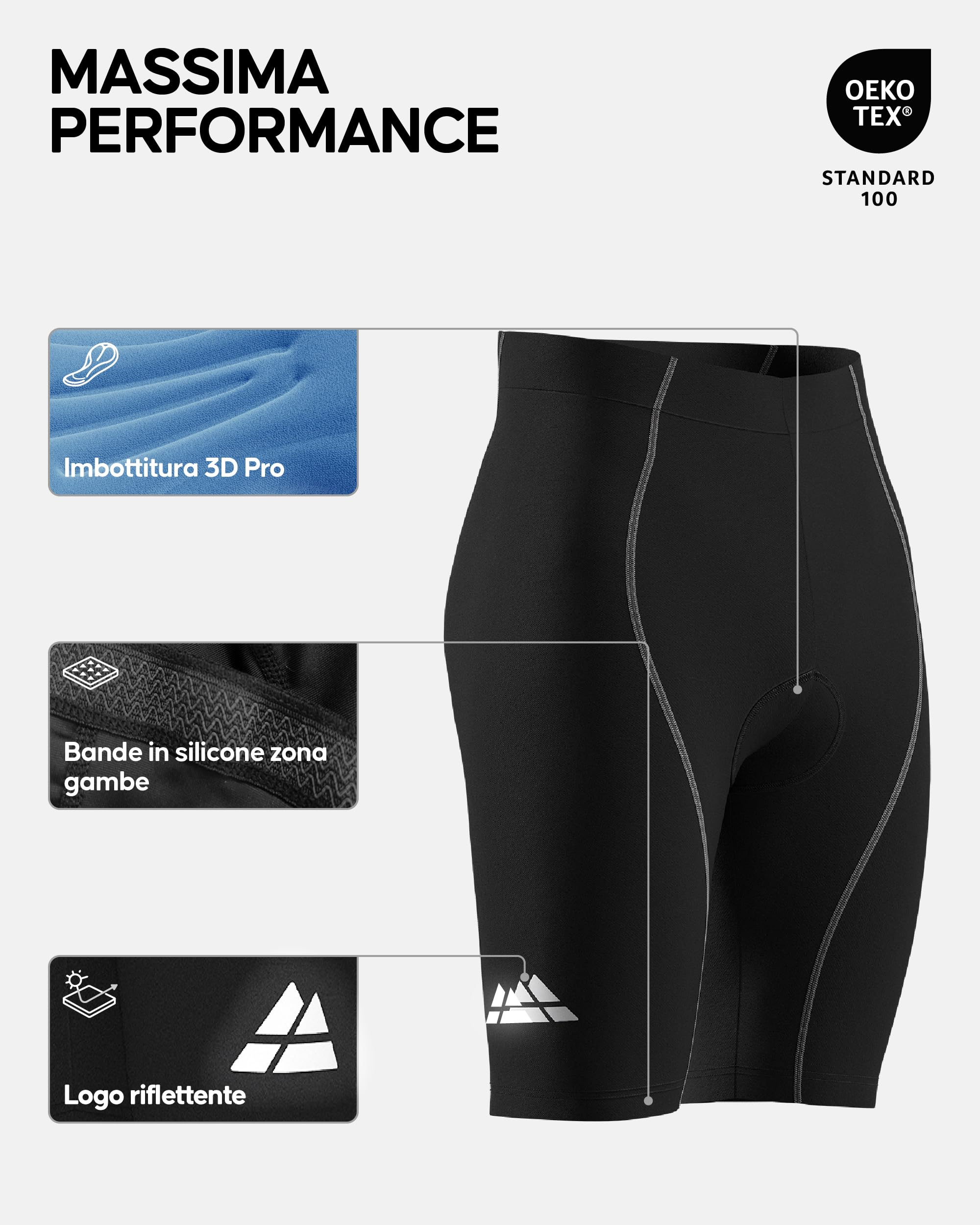 DANISH ENDURANCE Pantaloncini da Ciclismo da Uomo, per Bicicletta, Imbottiti in Gel 3D, Elastici, Traspiranti