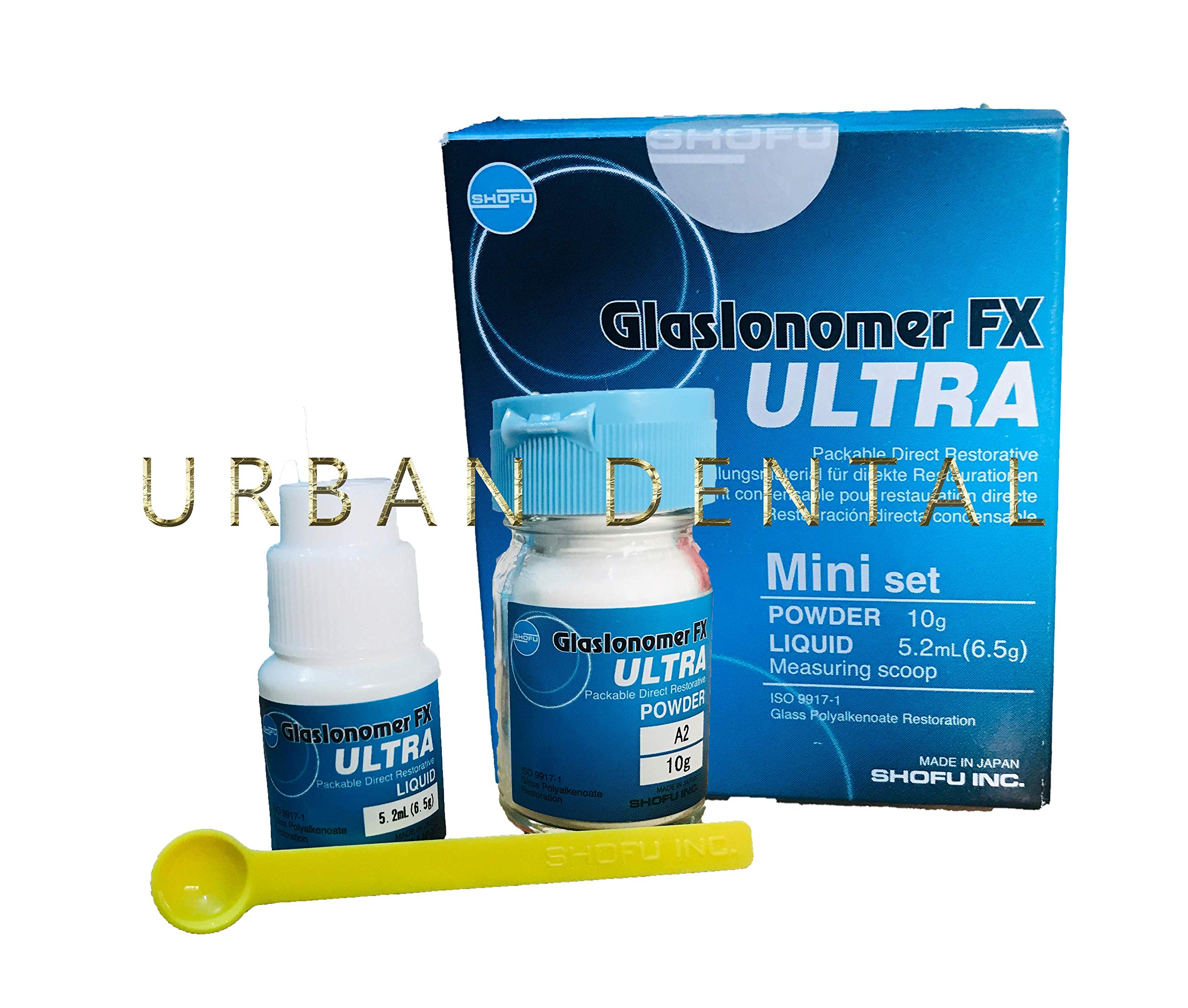Shofu Fx Ultra Glass Ionomer Restorative Cement Mini Set A2 (Powder 10 g, Liquid 5.2 ml (6.5g) URBAN DENTAL