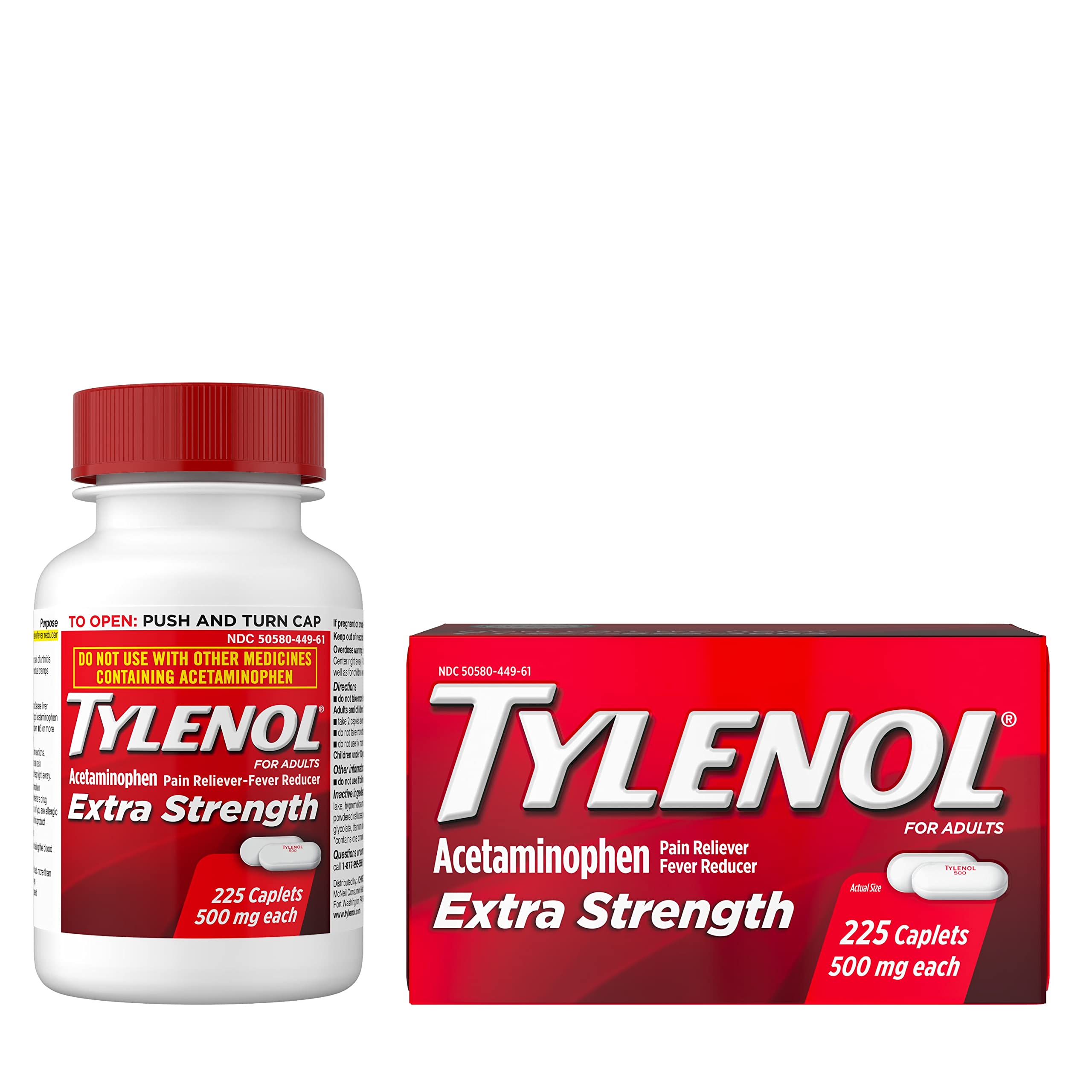 Tylenol Extra Strength Acetaminophen 500 Mg, 325 Caplets