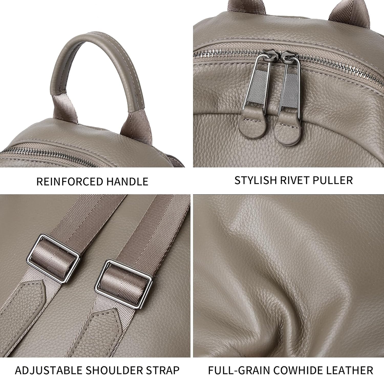 Genuine Leather Backpack Purse For Women Grey Quilted Real Soft Leather Fashion Designer Convertible Ladies Shoulder Bag - Image 9