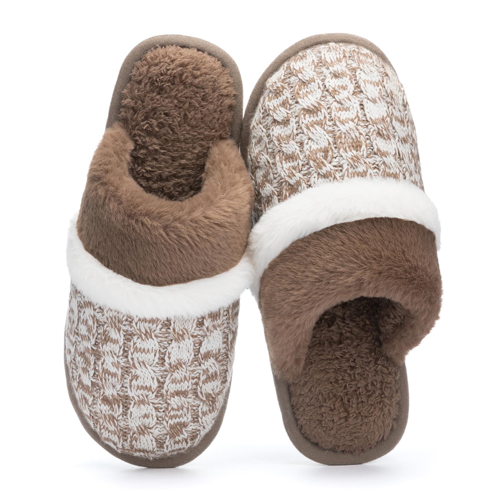 GOEWY Fuzzy Slippers for Women Indoor Outdoor with Memory Foam Cozy Shoes
