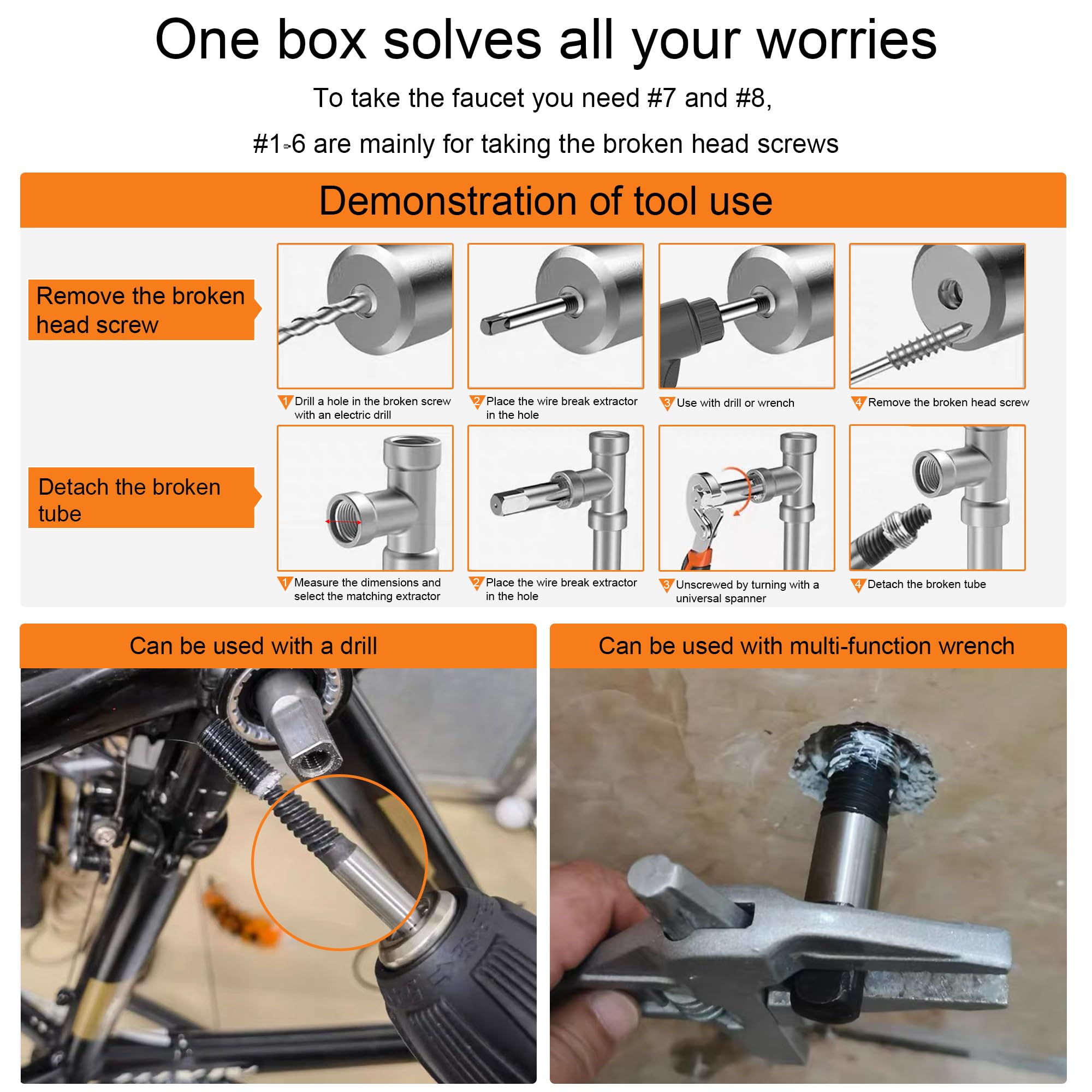 Juego de extractores de tornillos, herramientas de desenroscar tornillos, juego de destornilladores izquierdos, extractor de tornillos, Para Tornillos Rotos o Dañados