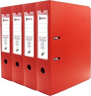 Plastic Lever Arch Binder Box File (Red, Pack of 4) for Legal, Letter, A4 Size, F/S Size Certificate and Documents for Office, School, College and Home