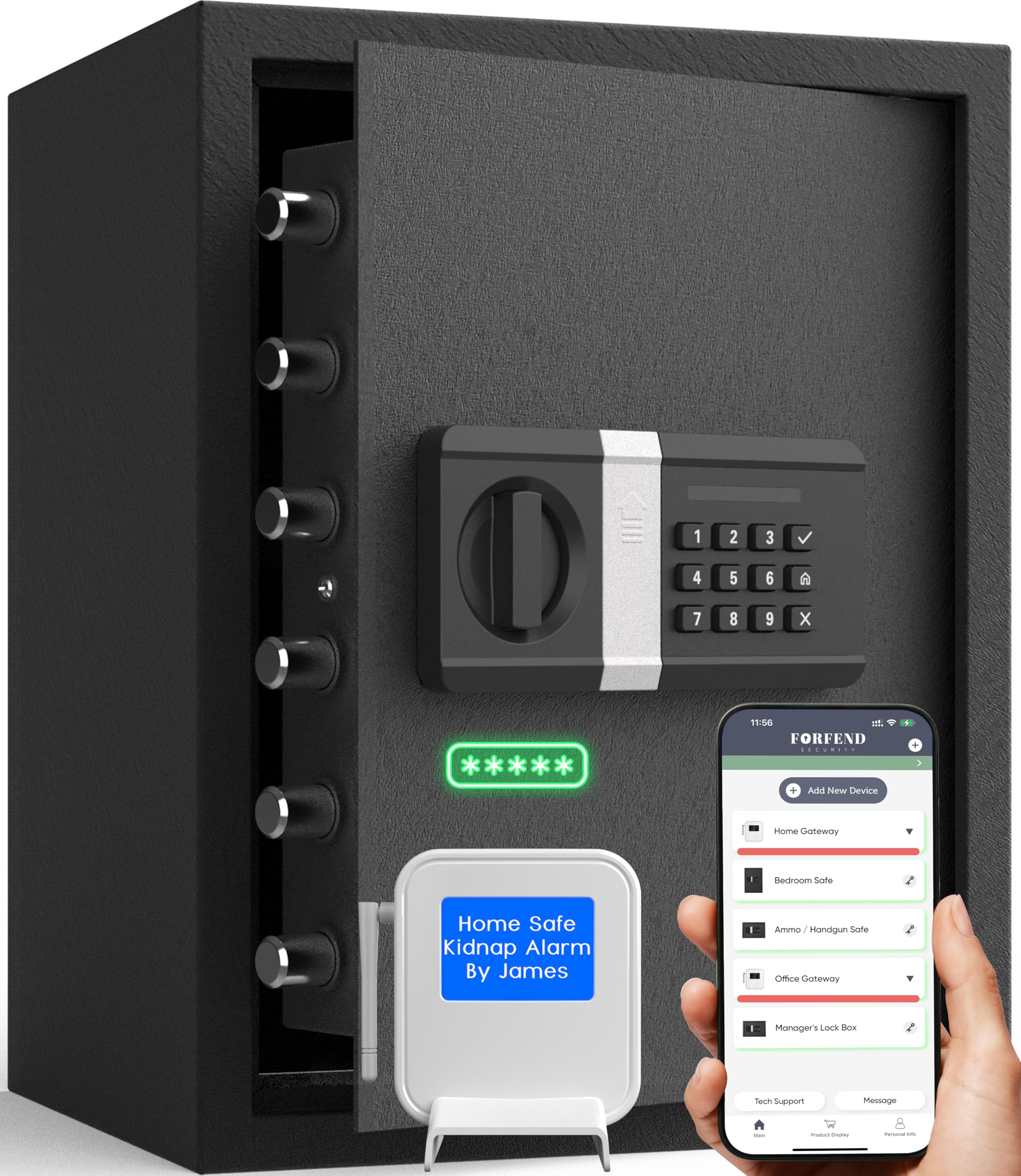 FORFEND Smart Home Safe | WiFi Safe Box App Lock/Alarm | Voice Command, Kidnap Alarm, Tamper Detect, Frozen Mode, Sub Account| Digital Safe Anti Theft