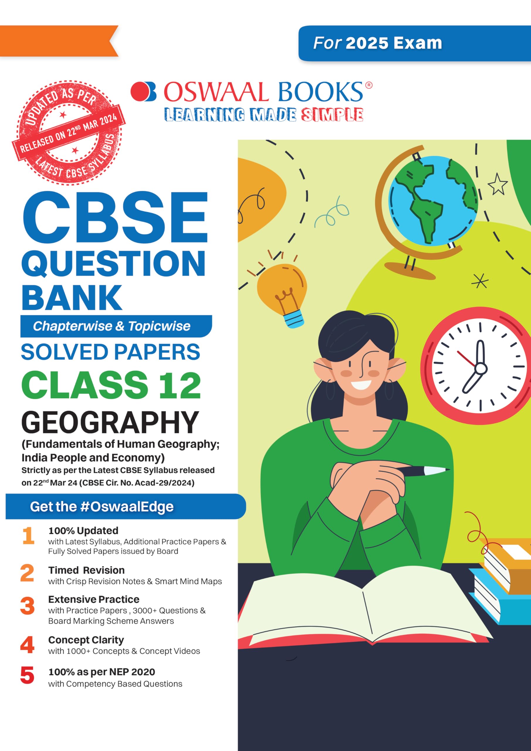 Oswaal CBSE Question Bank Class 12 Geography, Chapterwise and Topicwise Solved Papers For Board Exams 2025