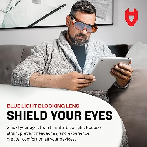Miniatura 3 de NoCry Gafas de seguridad con bloqueo de luz azul con 100% protección UV, lentes UV perfectas para protección de luz UV con lentes antivaho y