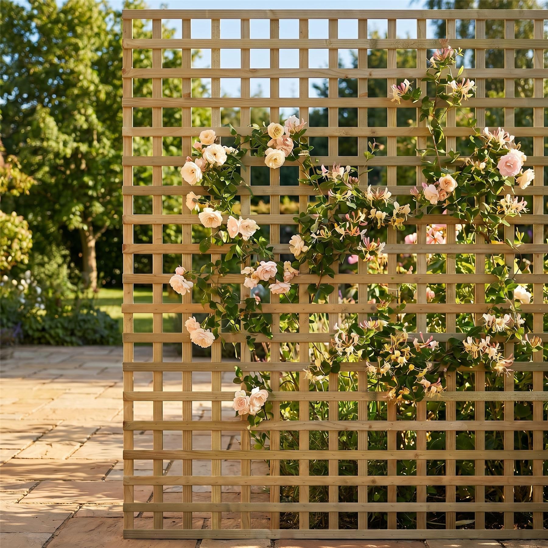 Privacy Square Flat Top, 6ft x 6ft (3 Pack) Wooden Garden Fence Trellis Panel | Decorative Fencing for Screening Divider, Pergola, & Boundary Wall Lattice (Wide: 182cm x High: 180cm) โ image 1