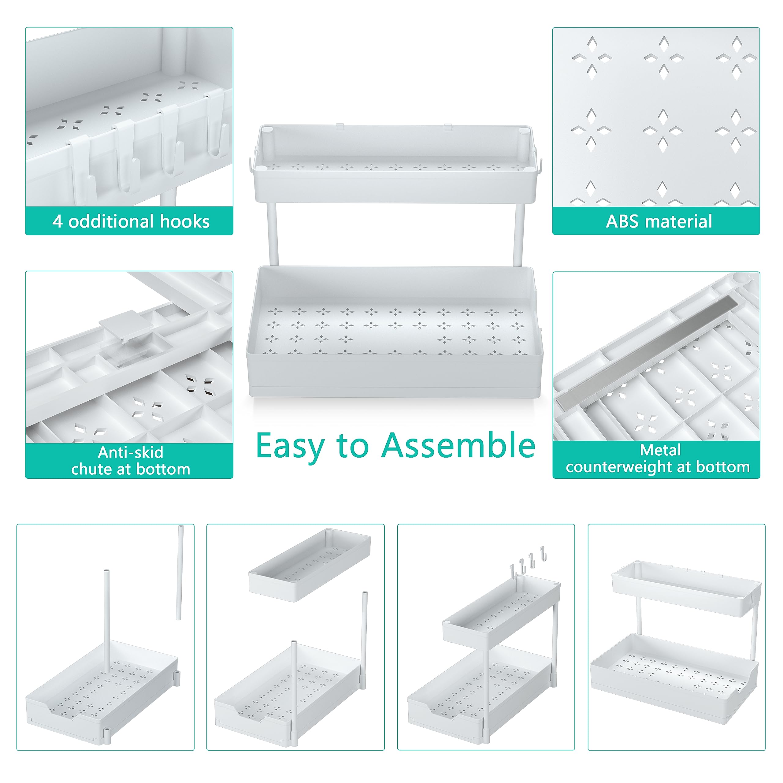 Snapklik.com : DEKAVA Under Sink Organizer L-Shaped, 2 Tier Bathroom ...