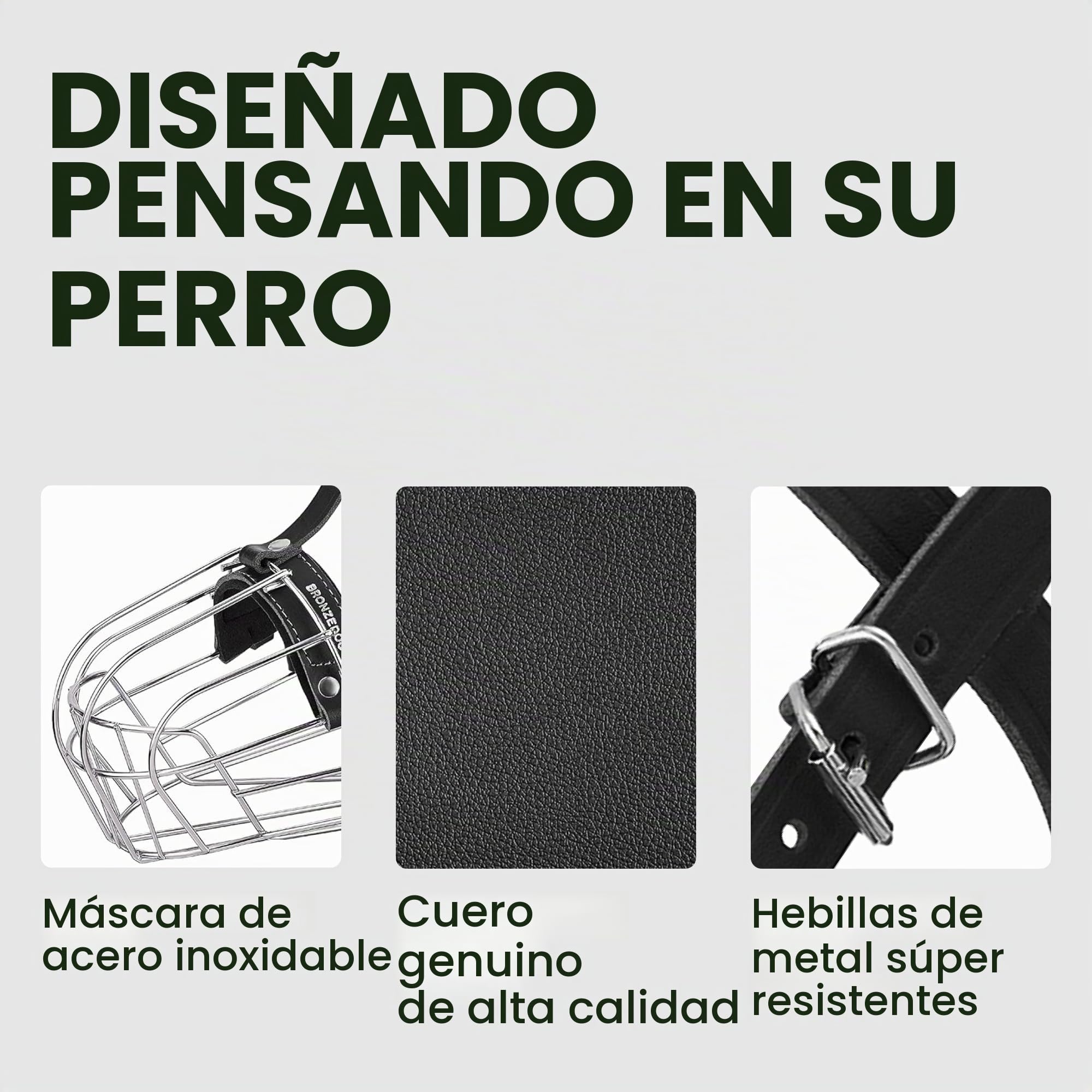 BRONZEDOG Bozal de Alambre para Perros de Pastor alemán para Perros medianos y Grandes, Cesta de Metal Duradera Ajustable para morder, Masticar ladridos (M)