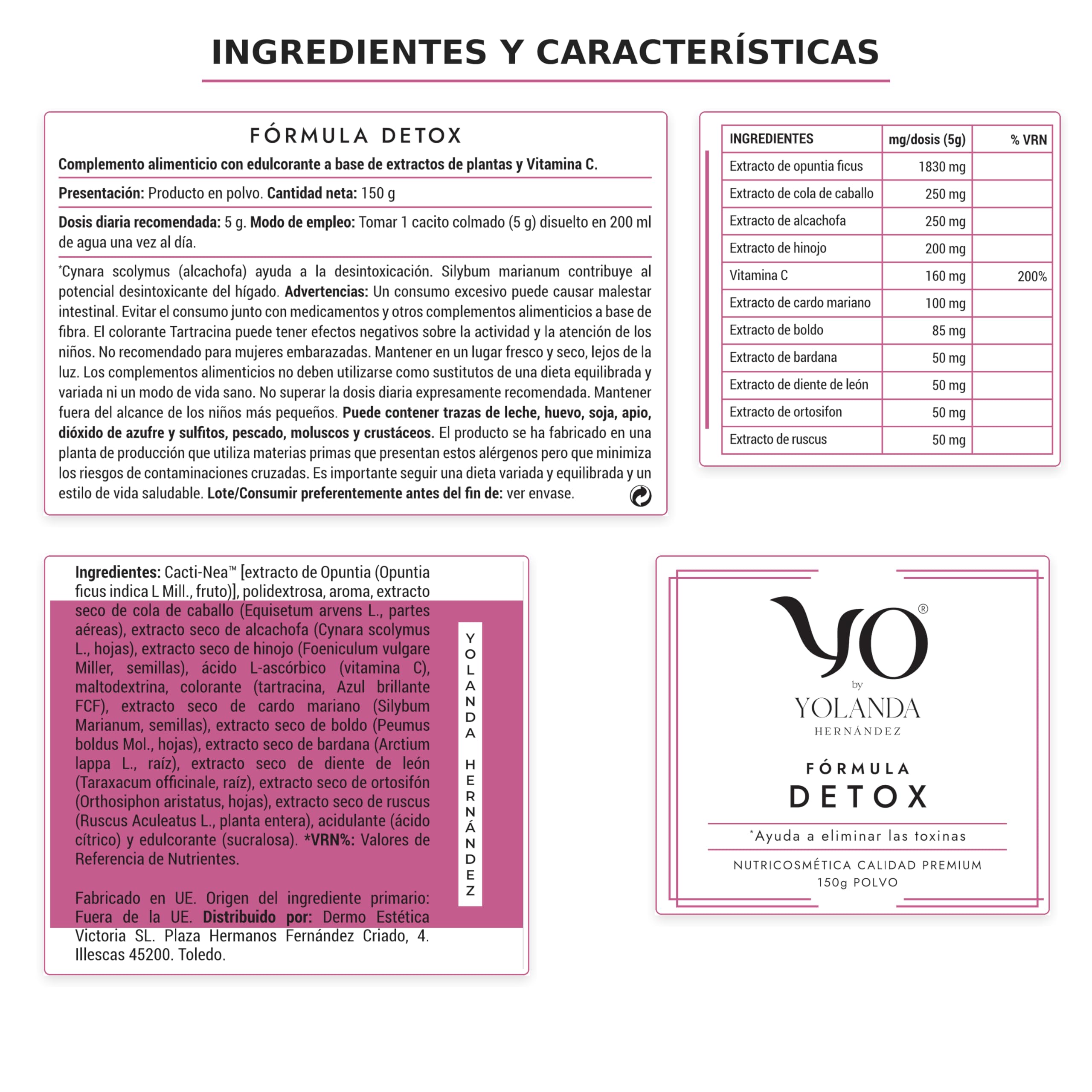 YO Fórmula Détox | Bebida Drenante en Polvo | Depuración y Quema Grasa | Extracto de Higo Chumbo y Alcachofa con Vitamina C | Sabor agradable 150 Gramos (Fórmula Detox)