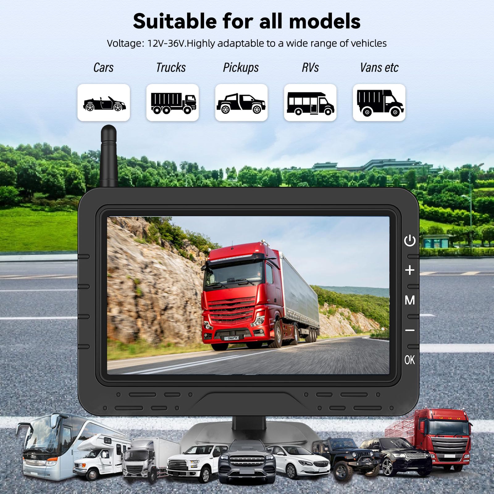 AHD Inalámbrico Cámaras Traseras para Coches con 4,3 Pulgadas de Señal Digital IP68 Impermeable de Visión Nocturna de Gran Angular de la Ventosa Puede DC12V Matrícula de la Cámara