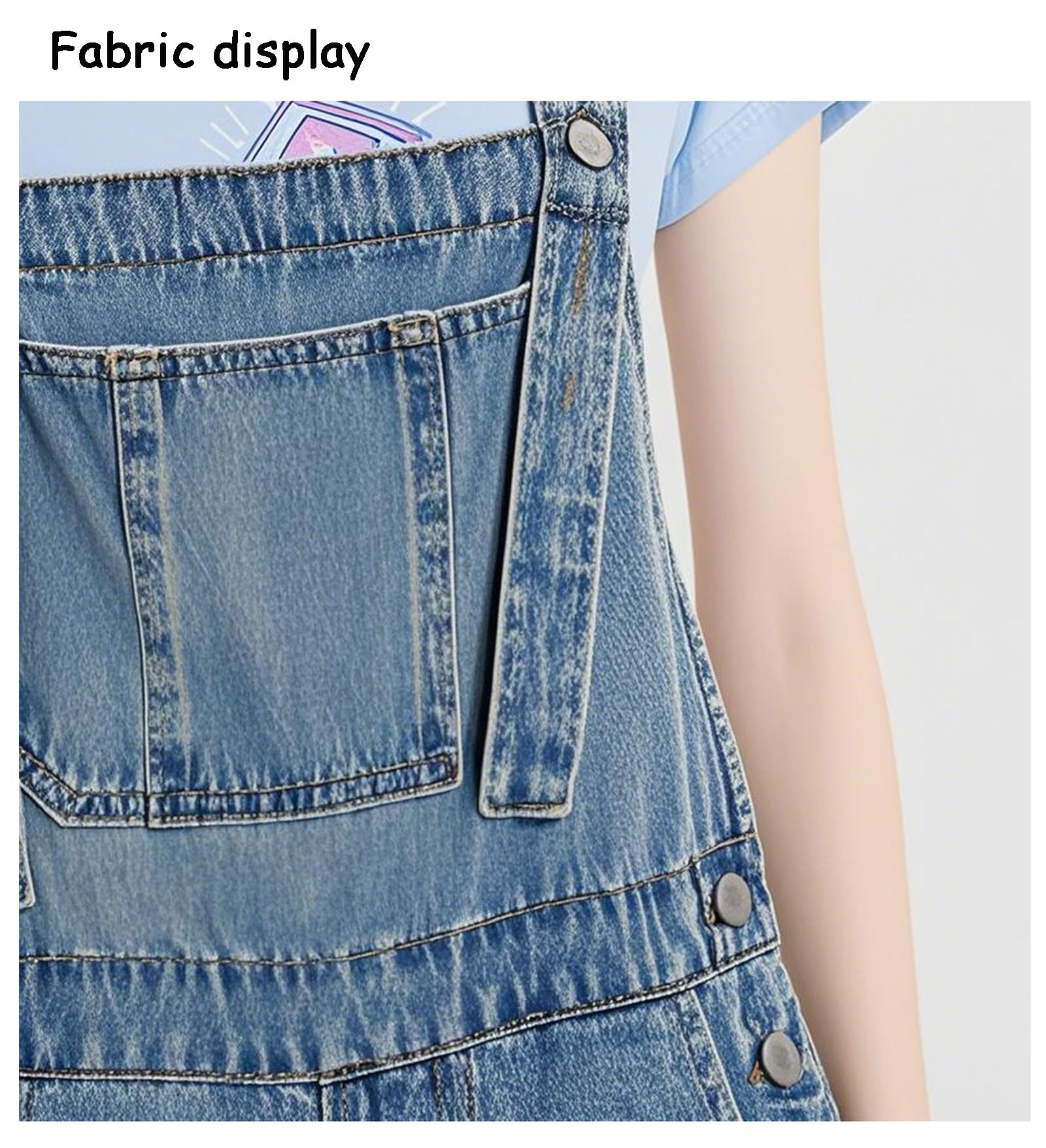 Krótkie śpioszki Dżinsowe kombinezony dla kobiet Regulowany pasek Casual Loose Fit Letnie spodenki na szelkach z kieszeniami