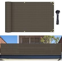 Bynbbur 2.5 x 2 Brown Balcony Privacy Screen Apartment Deck Railing, Mesh Fencing Cover Lattice Panels for Outside, UV Block Shade Cloth with Grommets for Patio Backyard Porch
