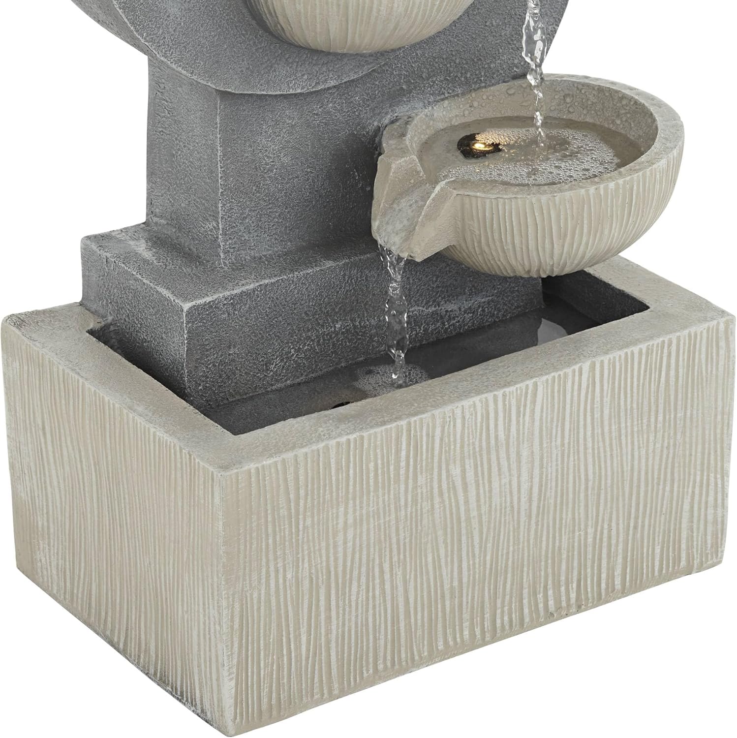 Tarin Four Bowl 23 1/2" High Large Modern Indoor Outdoor Decor Gray Faux Stone Floor Fountain with Light LED Waterfall Cascading Water Feature for Outside Garden Patio Yard Backyard - John Timberland
