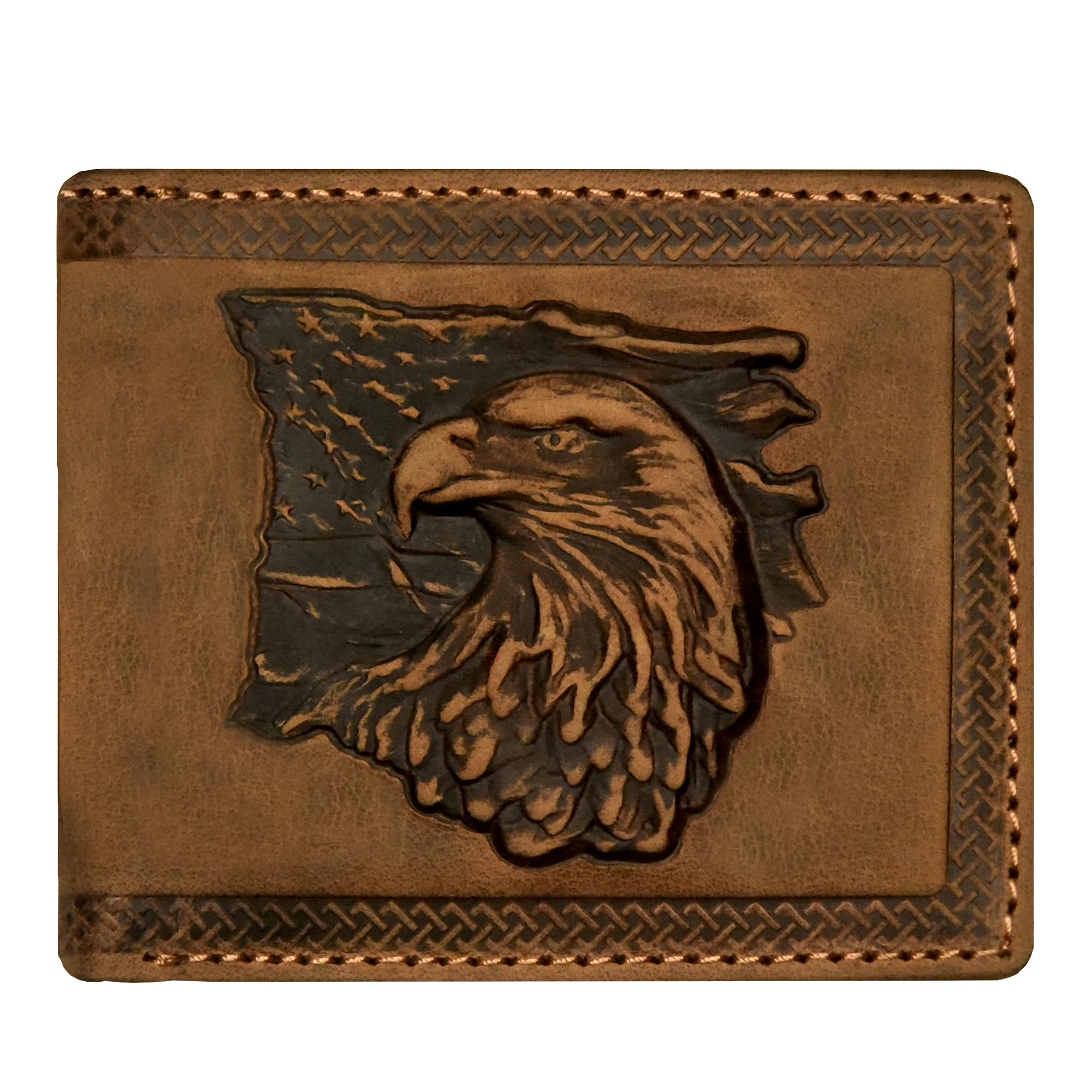 VANSH ARTS Leather Wallets For Men- 3D Embossed Eagle with USA Flag Design Bifold Leather Wallet With RFID Protection Two Cash Pockets, Two Hidden