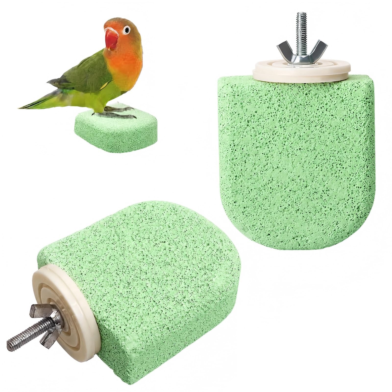 Kaaeiccr 2PCS Parrot Perch, Natural Volcanic Stone Bird Perch for Cage