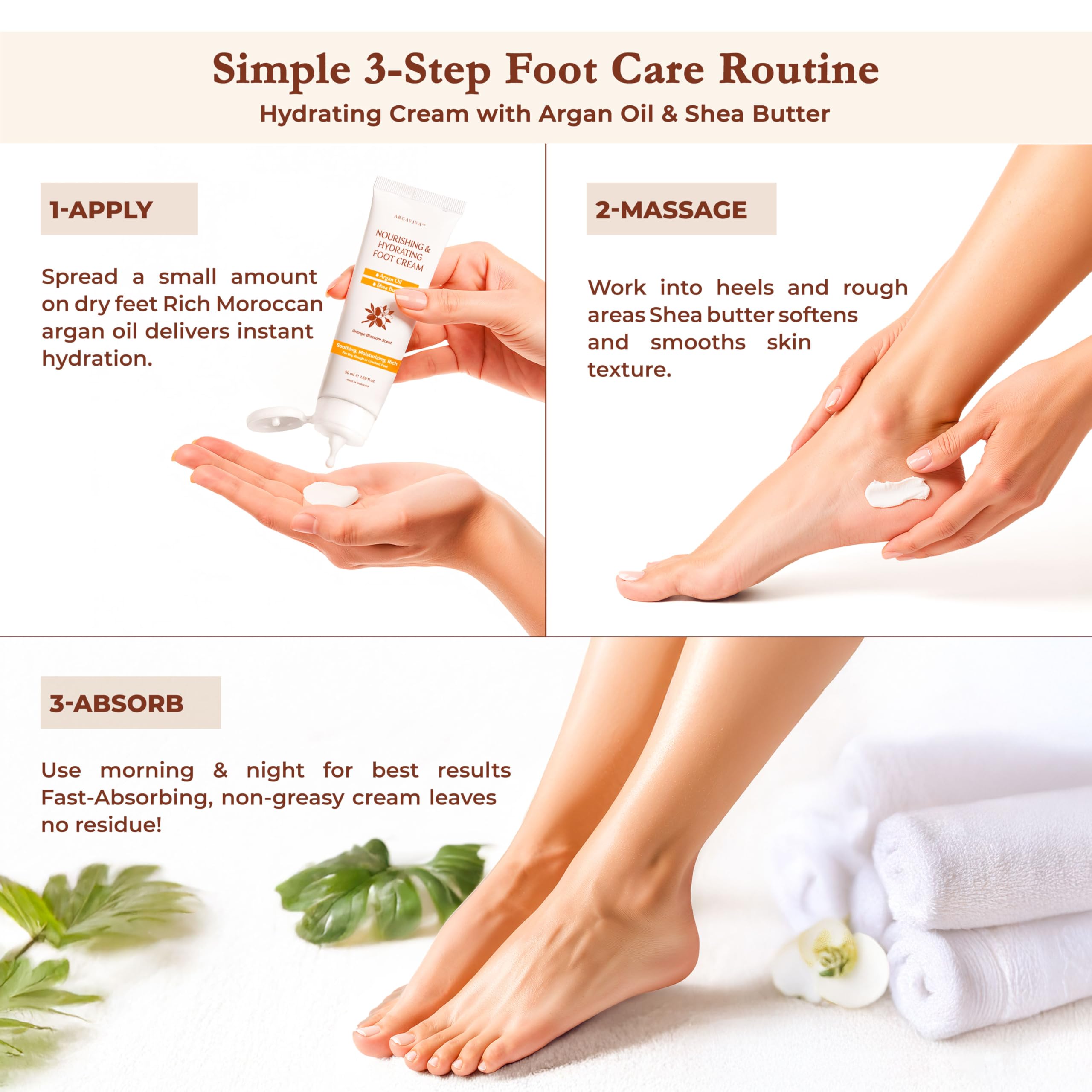 Foot Cream for Dry Cracked Heels and Feet Moisturizer with Argan Oil, Shea Butter & Vitamin E – Hydrating Foot Lotion for Dry Cracked Feet for Women – Smooth, Fast-Absorbing, Non-Sticky Care