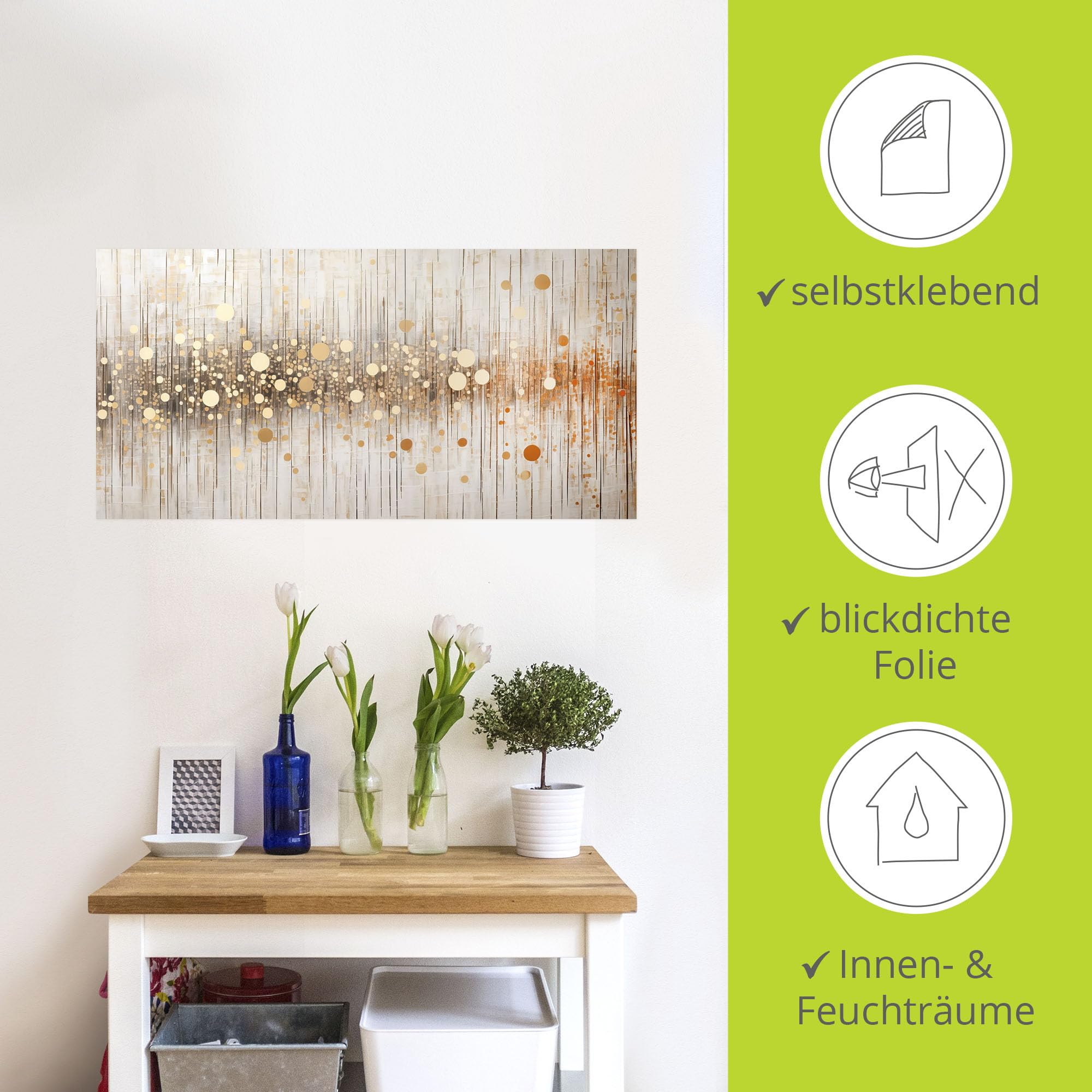 ARTland Wanddeko Wandtattoo selbstklebende Vinylfolie 100x50 cm Loft Deko Modern Abstrakt Linien Elegant Energie Geometrie U5EP
