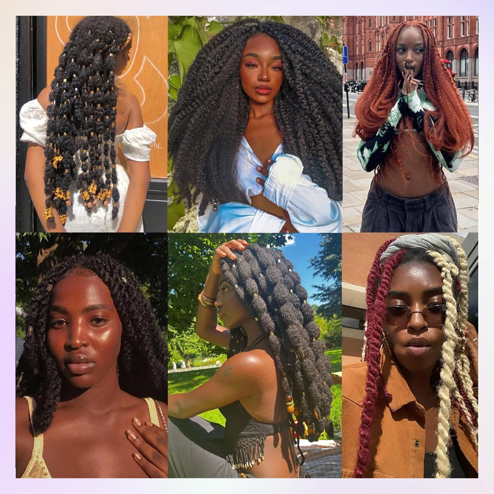 Tresses en crochet style Marley Twist pour cheveux afro, frisés, bouclés, cubains, tresses sénégalaises synthétiques, extensions de cheveux en crochet pour femmes (1b, 40,6 cm/lot de 3)