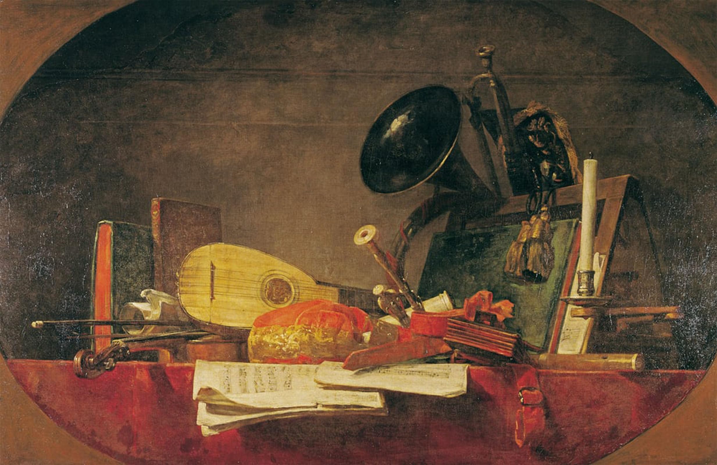 POSTERIIk Vintage Art Print Images Pictures Print the Attributes of Music by Jean Baptiste Simeon Chardin Modern Colour Posters for Office Home Decor 60x90cm