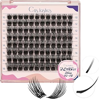 Lash Clusters 96PCS, Crislashes Ellipse Flat Cluster Lashes D Curl 10-18mm Individual Lashes, Extremely Light and Soft Eyelash Clusters Full Volume Look DIY Lash Extension (Flat01-D Curl-10-18mm)