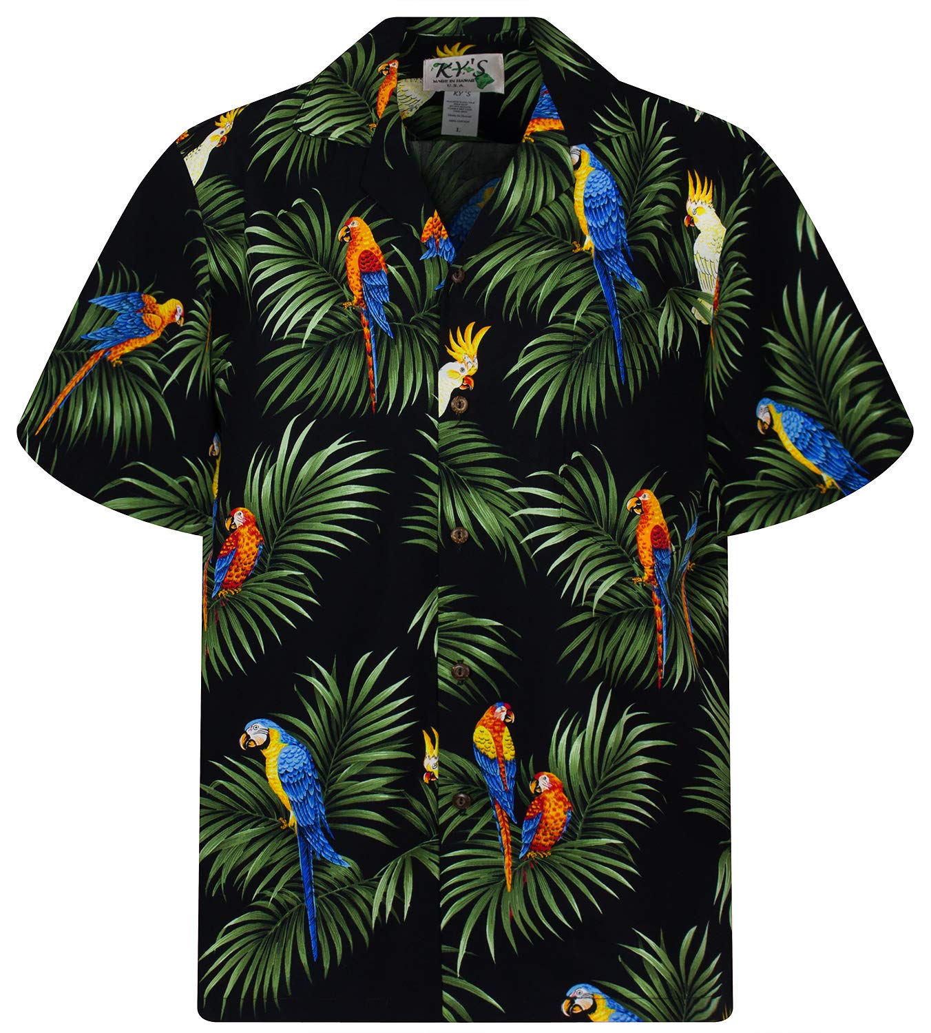 KY's Camicia hawaiana hawaiana originale Made in Hawaii Nero L