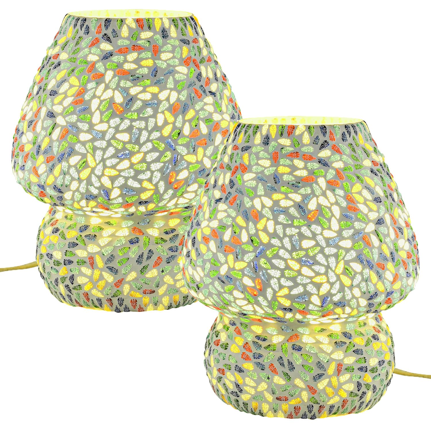 Marrakesch dekoracyjna lampa stołowa w stylu boho lampka nocna 23 cm | dekoracyjna lampa stołowa E27 do salonu, sypialni i pokoju dziecięcego | nowoczesna lampa stołowa Aubina -4 - z mozaiki, oprawka