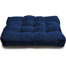 LANITI 24 Inch Extra Large Floor Cushions Tufted Floor Pillow for Adults Square Meditation Ultimate Comfort Oversized Pillows for Floor Cushion Navy