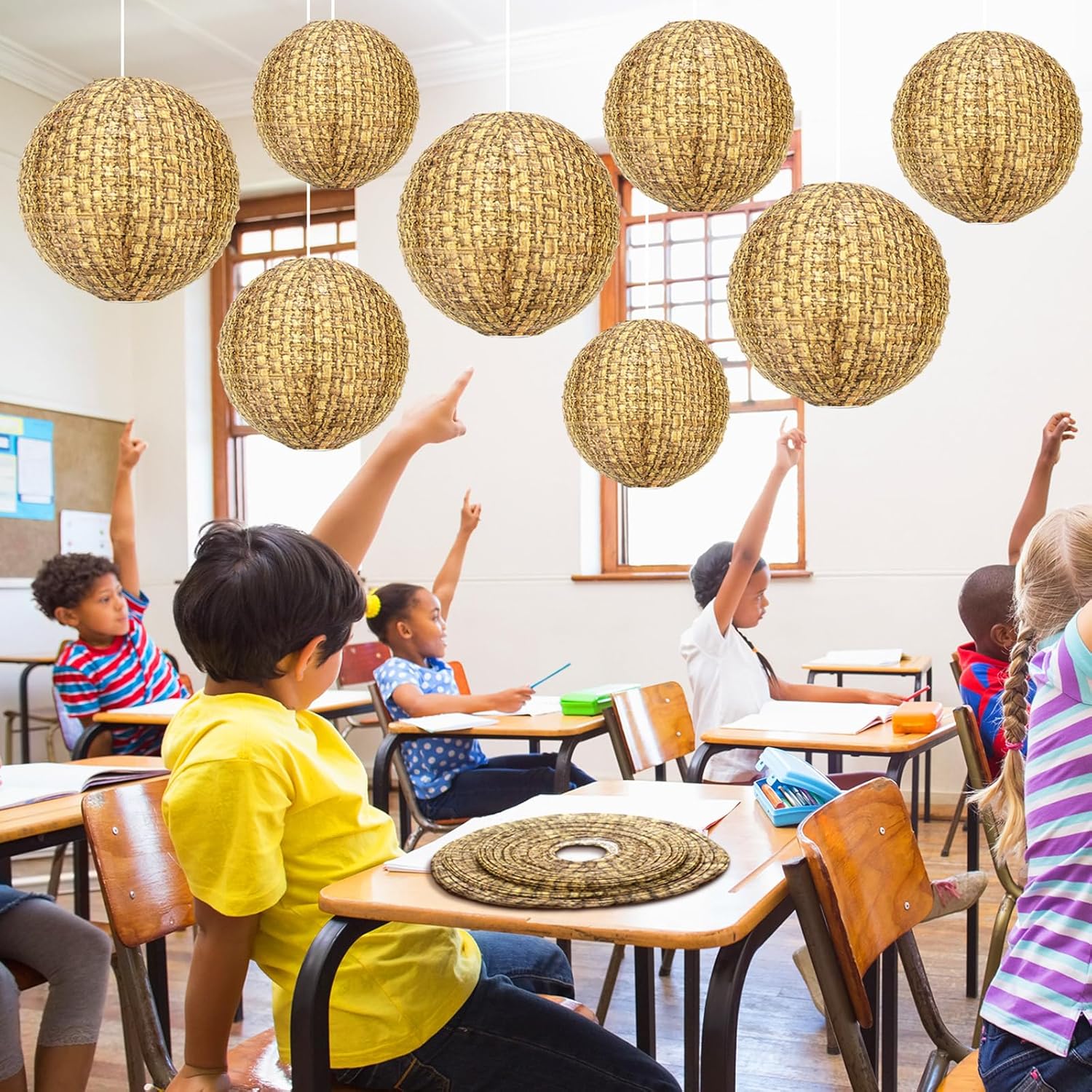 18 Pcs Print Burlap Paper Lanterns 8 10 12 Inch Chinese Decorative Paper Lantern Boho Paper Lanterns Hanging Classroom Farmhouse Decor for Wedding Party Birthday Baby Shower Celebration Event - Image 6