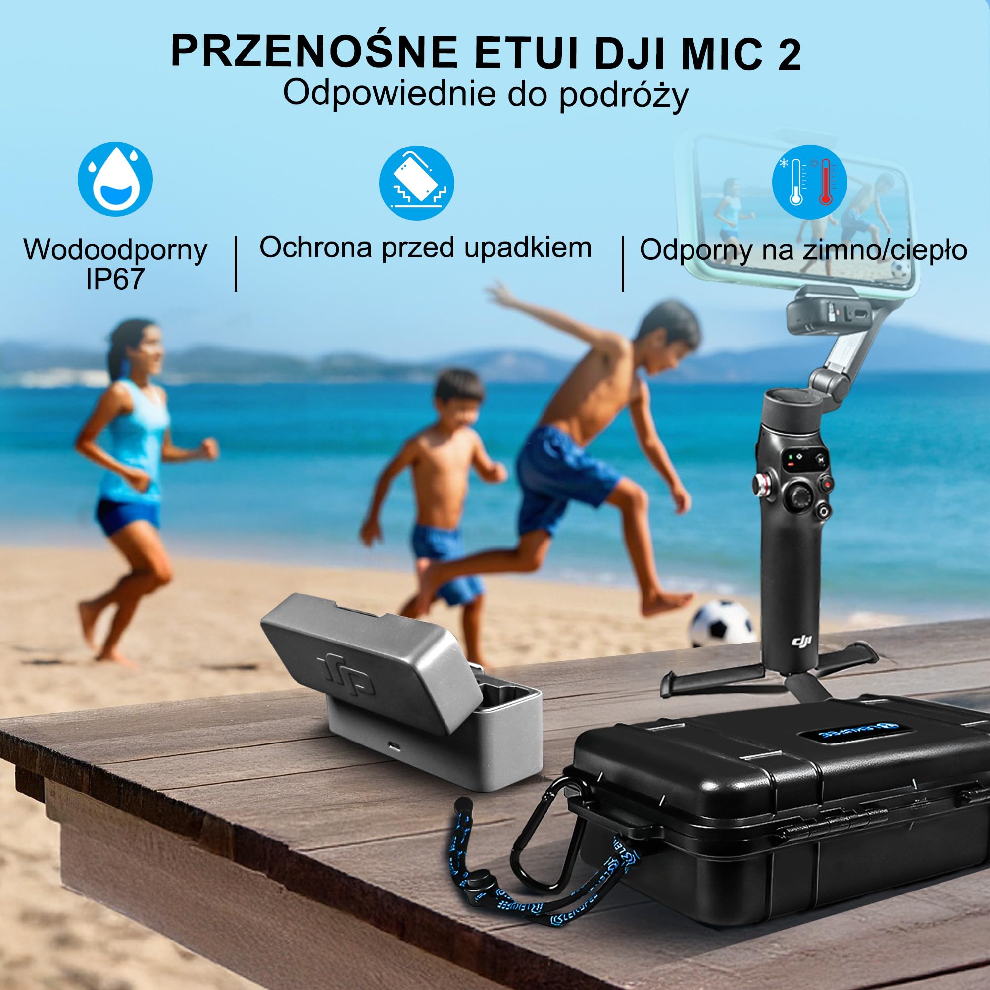 Lekufee podróżna wodoodporna twarda obudowa dla DJI Mic 3,Mic Mini 2,Mic 2, Mic Mini, etui na ładowarkę, nadajnik, odbiornik, mikrofon lavalier, oraz inne akcesoria (tylko etui i torba)