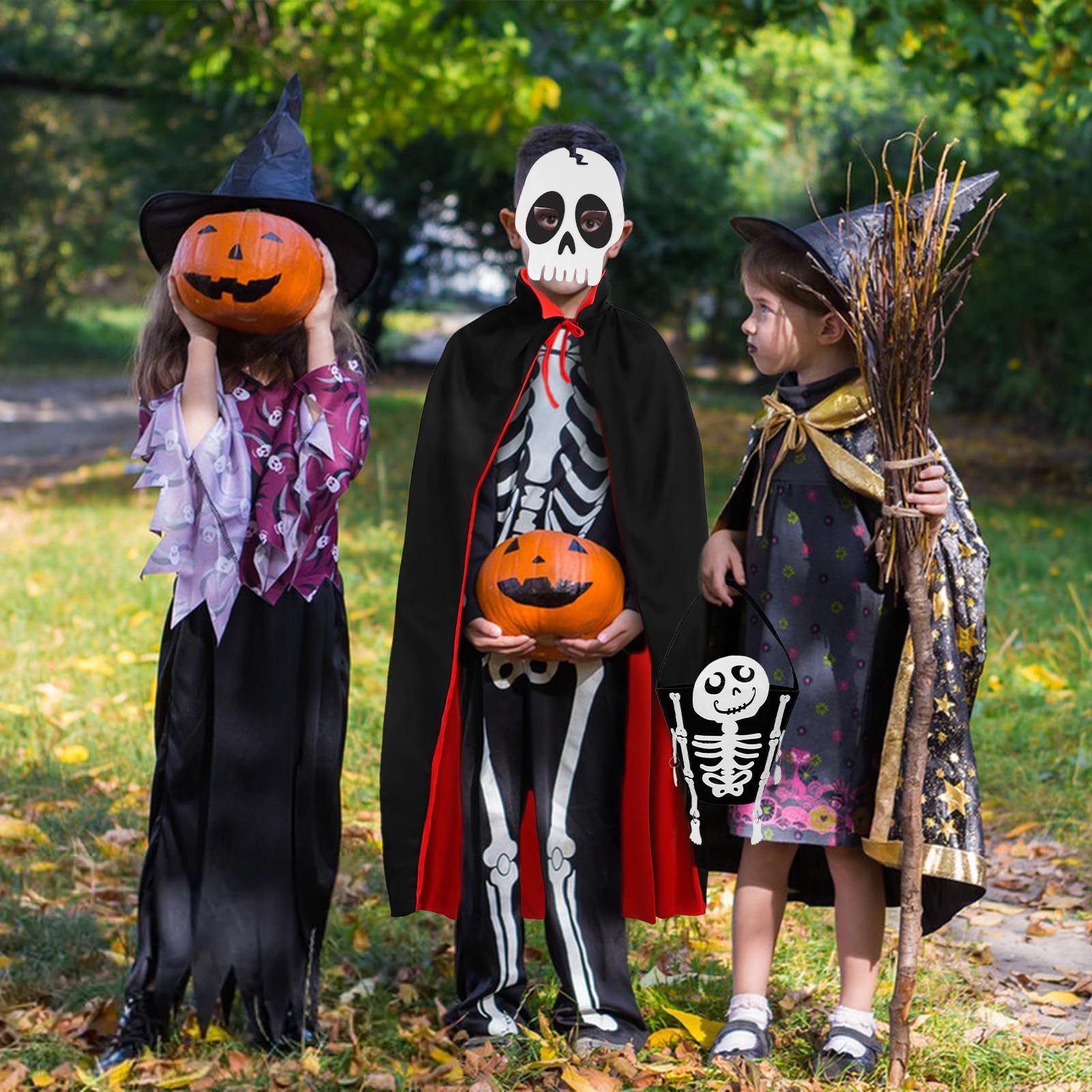 Halloween Vampire Cape Black Red Stand-Up Collar Cape, Felt Masks Dress Up- Adjustable Sizes - Image 3