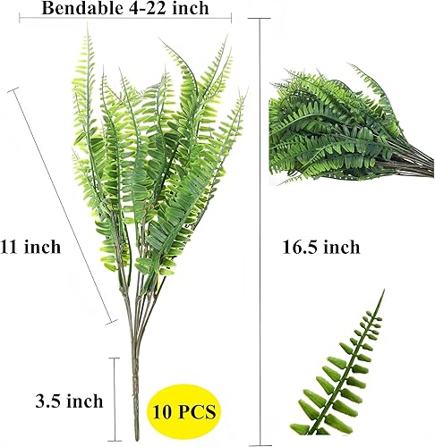 Miniatura 2 de Plantas artificiales de helechos de Boston, arbustos de plástico de imitación de tacto real, decoración de bricolaje para patio al aire libre,