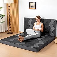 Vista 12 de INGEROOM Colchón plegable tamaño matrimonial, colchón triple de espuma viscoelástica de 4 pulgadas para campamento, con asa portátil, sofá cama