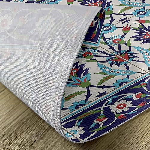 Miniatura 5 de Ambesonne Juego de 4 manteles individuales con patrón turco, mosaicos con adornos inspirados en la naturaleza, tulipanes y margaritas con rizos,