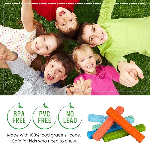 Miniatura 2 de Juguetes sensoriales masticables para niños autistas, paquete de 4 palitos mordedores, herramienta masticable de motor oral para masticadores