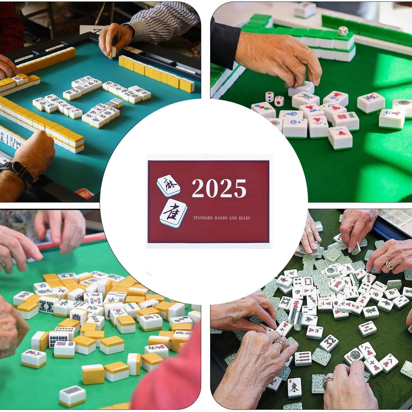 Tarjetas de Mahjong americanas impermeables: guía de puntuación de reglas 2025, manos impresas grandes con notas, papel laminado grueso con revestimiento, artículo interactivo de papelería, referencia