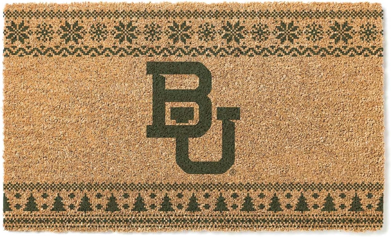 KH Sports Fan Baylor Bears Holiday Coir Doormat, 18x30 Inches, Bears Outdoor Rug; Display Some Holiday Cheer with This Unique Baylor Bears Doormat