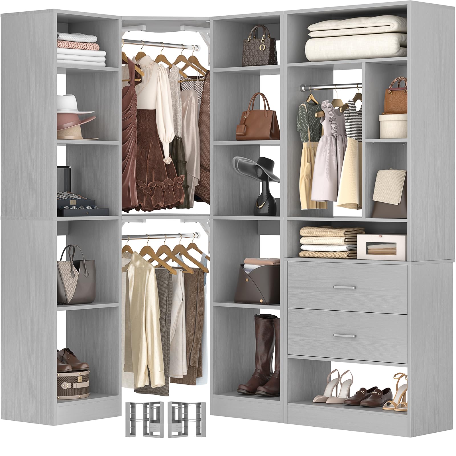 Amazon.com: Besiost Corner Closet System with 2 Sets, 63.2