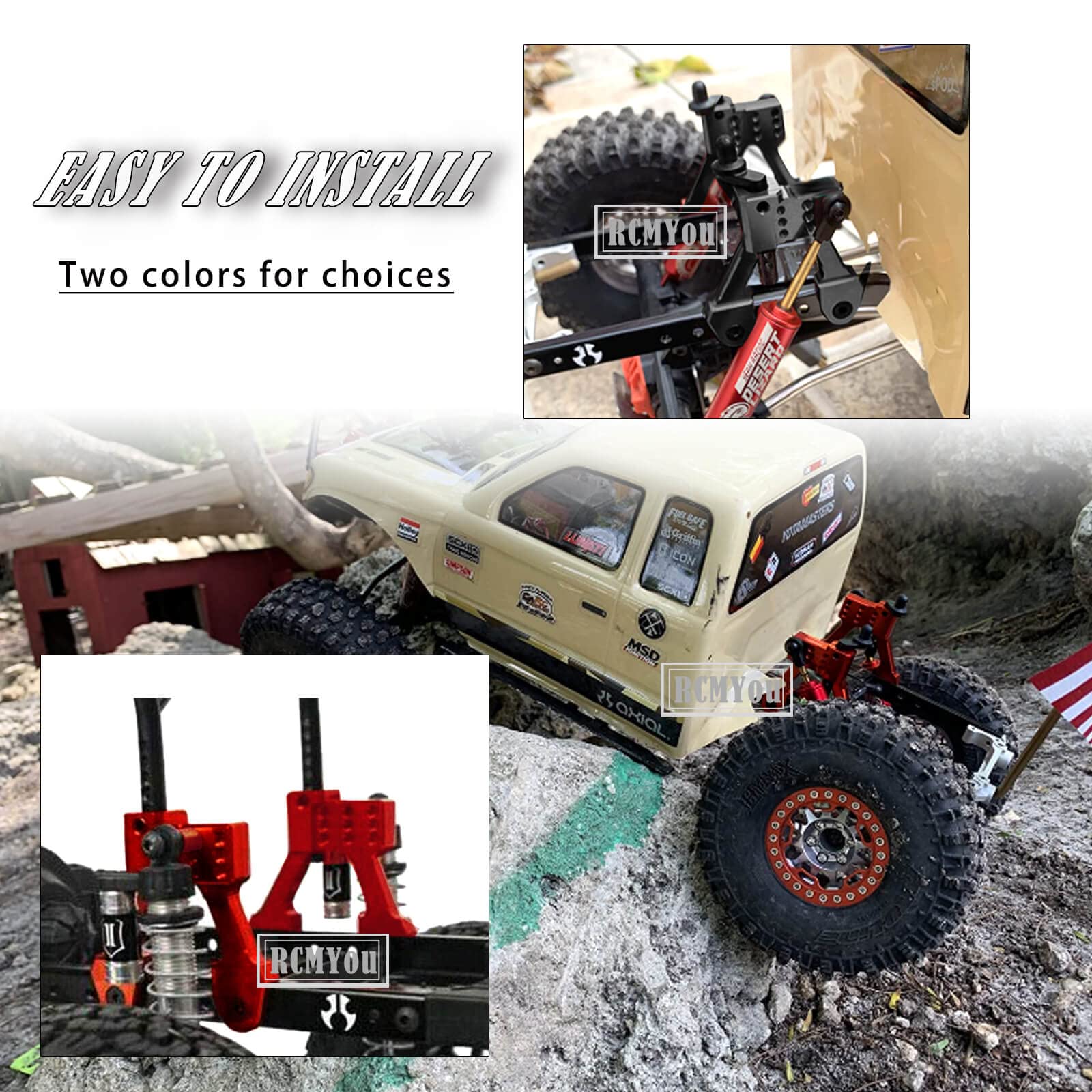 TREAL Aluminum Shock Towers For Axial SCX10 II - Rear Shock Hoops Upgrade Parts